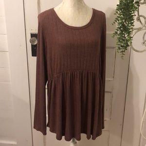 Womens XXL Sweater Light Weight Long Sleeve Light Purple Mauve Honeyme Curvy